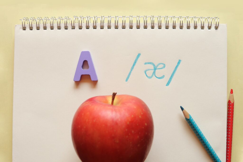 アルファベットのAとりんご、発音記号
