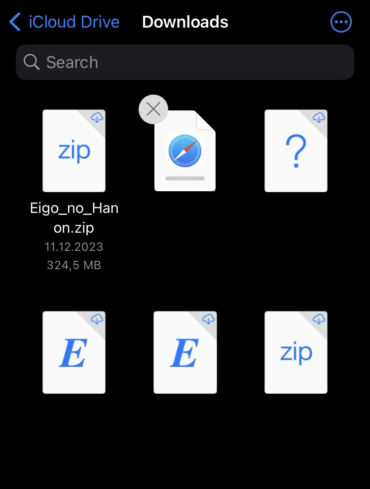 iCloud driveのダウンロード画面にある６つのファイル